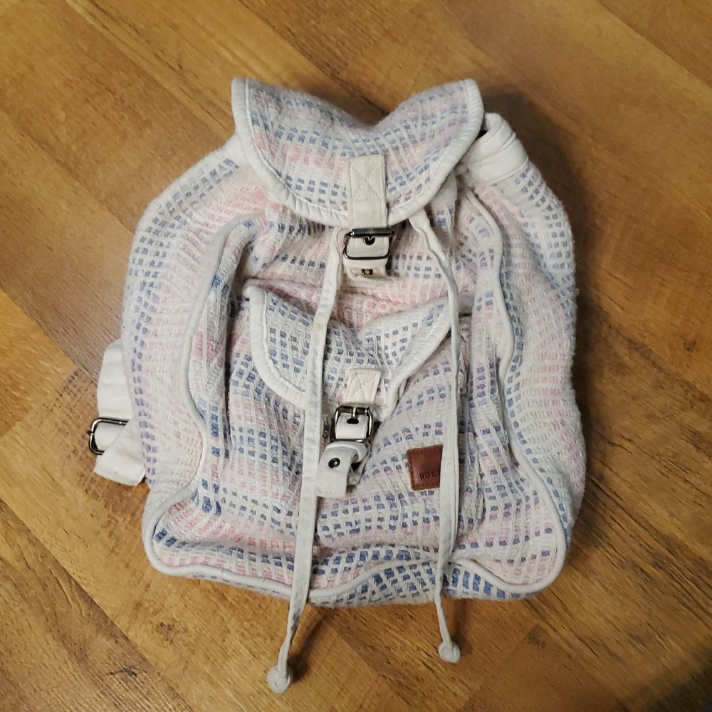 Roxy Multicolor Woven Drawstring Backpack Cream P… - image 2